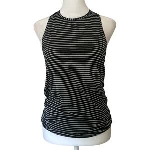Lululemon All Tied Up dark gray & white striped open tie-back tank top